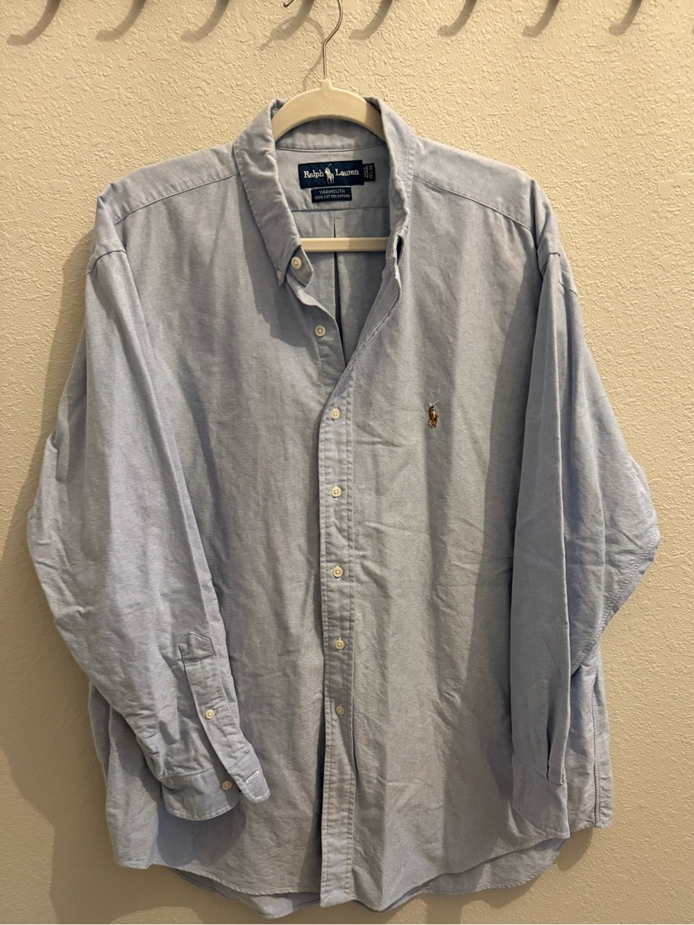 Vintage Ralph Lauren Yarmouth Light Blue Cotton Oxford Shirt :17.5 34 XL